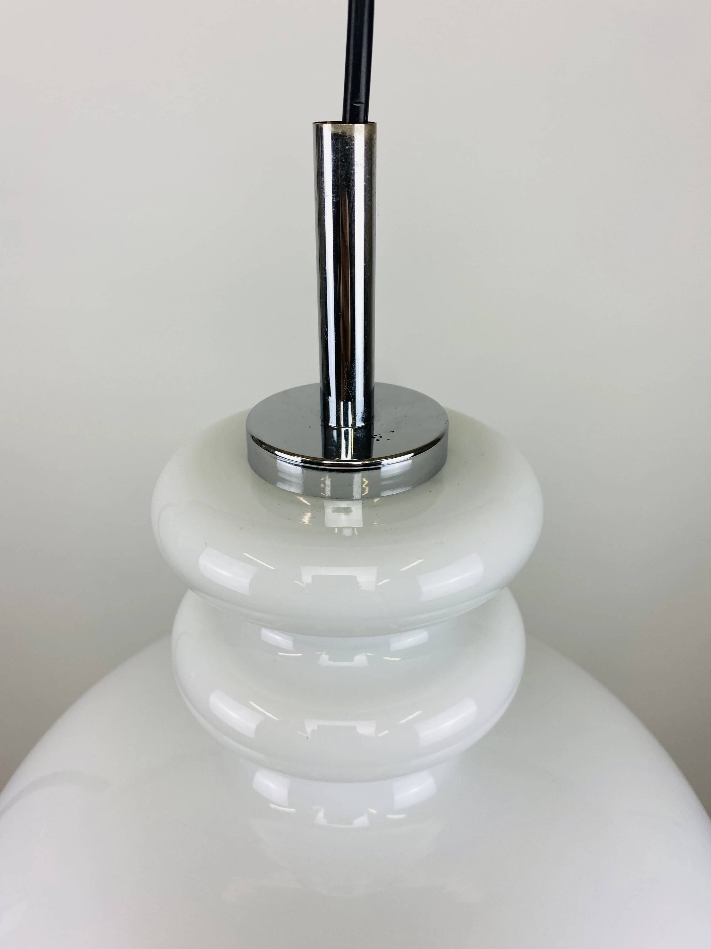 Large white glass chandelier XL by Peill and Putzler