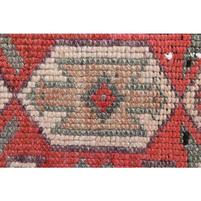 Vintage Turkish Oushak handmade wool cotton pink runner rug 79x372