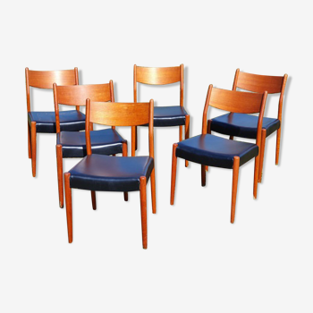 Scandinavian teak chairs 1960, series of six