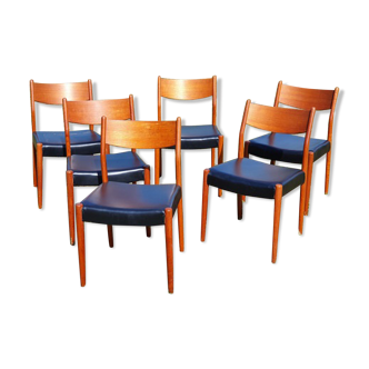 Scandinavian teak chairs 1960, series of six