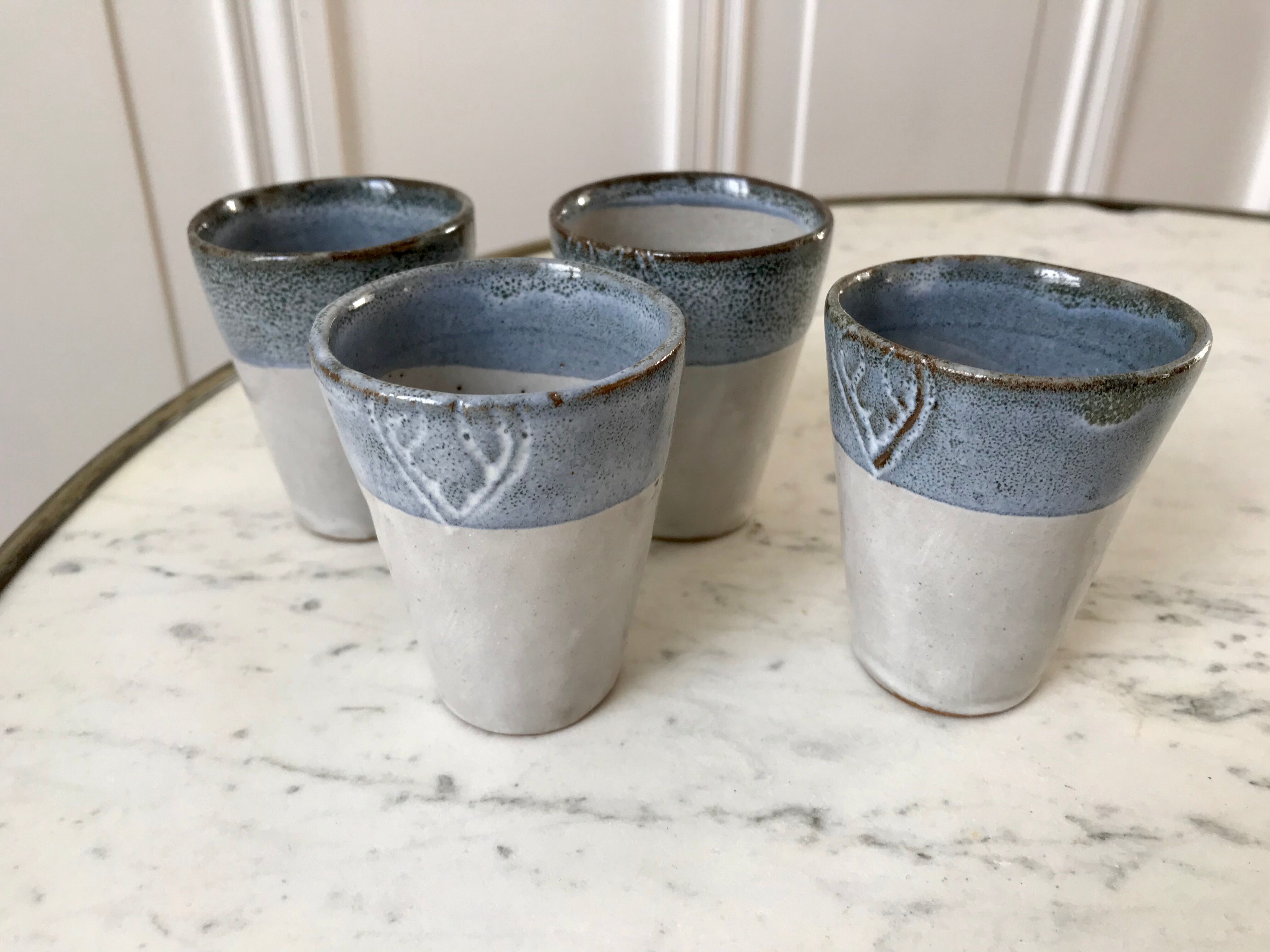 set of 4 glasses / cups in vintage stoneware 70s
