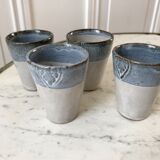 Lot de 4 verres tasses en grès vintage années 70