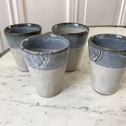 set of 4 glasses / cups in vintage stoneware 70s
