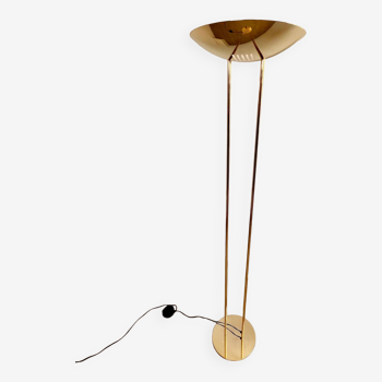 Ancien lampadaire en laiton doré à ampoule design italien des années 70 vintage