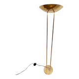 Old golden brass floor lamp with Italian design bulb from the 70s vintage