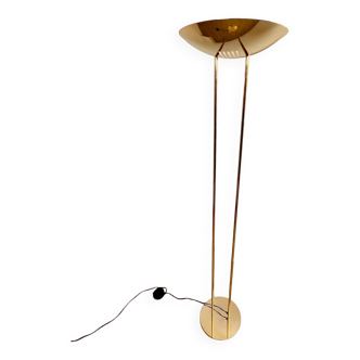 Ancien lampadaire en laiton doré à ampoule design italien des années 70 vintage