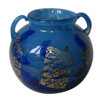 Vase boule à deux anses en verre signé "Daum Nancy:"