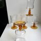 Set of 5 glasses with amber feet 70s