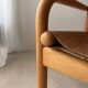 Danish safari armchair beech wood leather 1970s