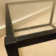 Table basse carrée ou bout de canapé verre et bois noir