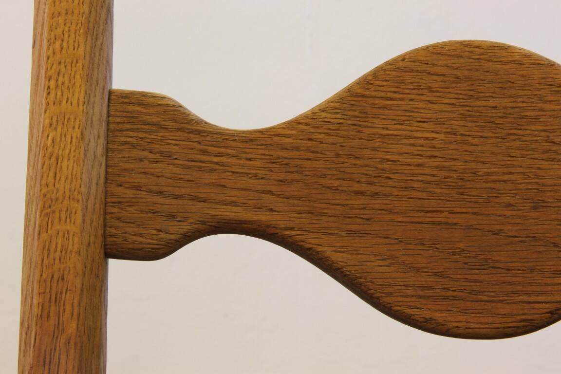 Six vintage 1960s Danish ladderback oak chairs, Henning Kjærnulf brutalist style