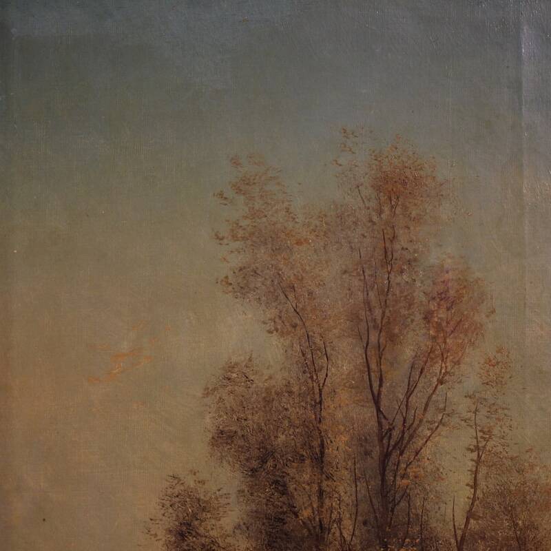 Italian painting signed Marko forest landscape from 19th century