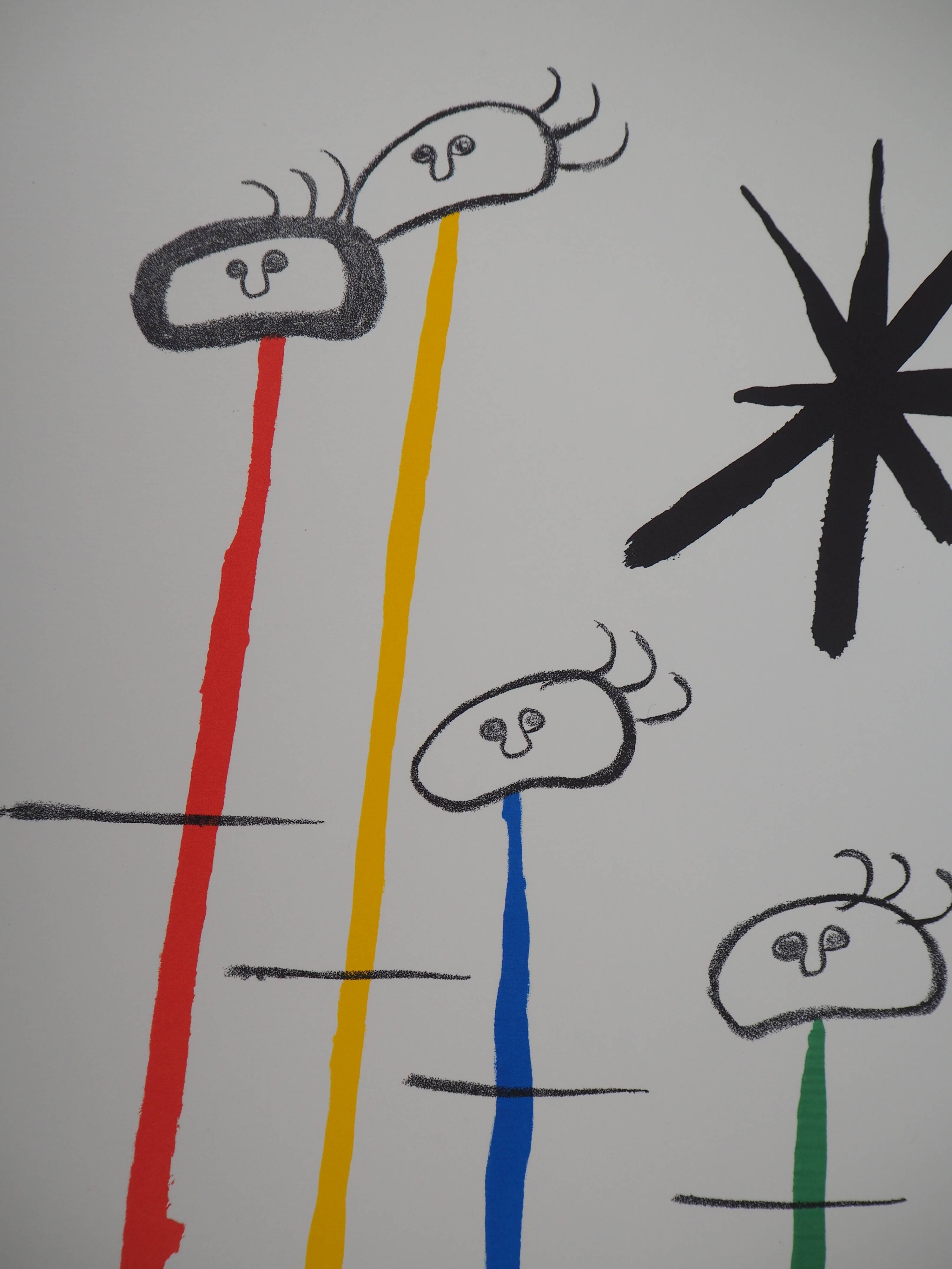 Joan MIRO: Surrealist family with the star, signed lithograph