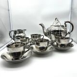 5 cups silver tea and teapot in English faience 19th century