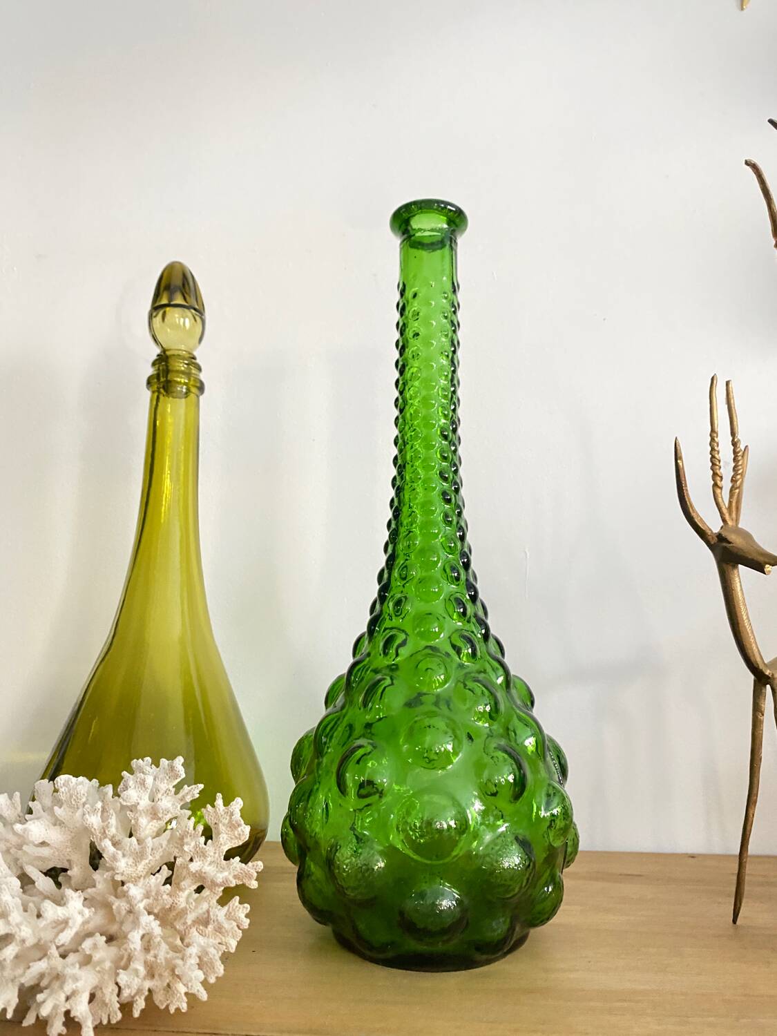 Vintage green Empoli carafe