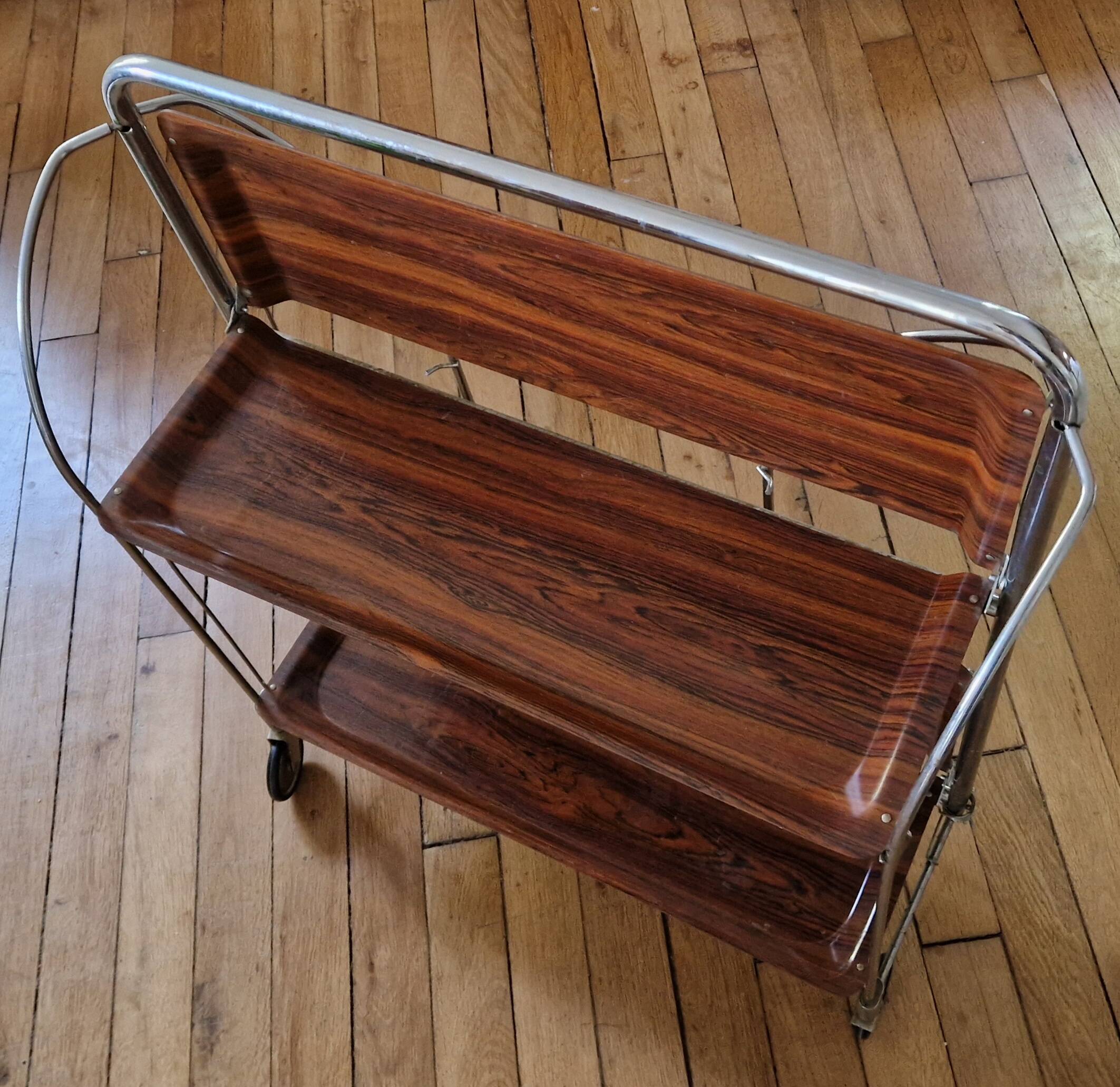 Desserte roulante pliante vintage années 70