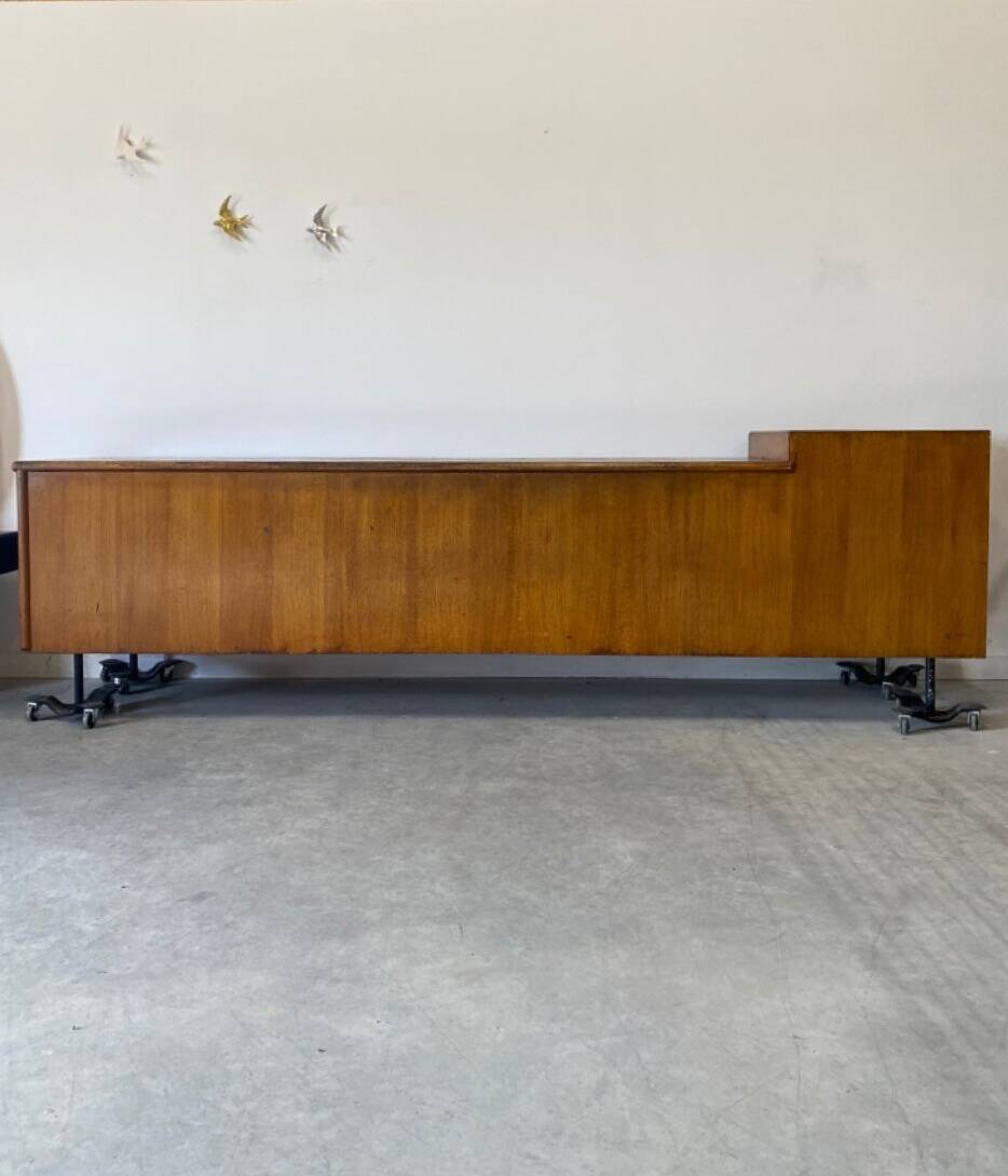 Vintage shop counter made of wood and metal