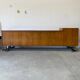 Vintage shop counter made of wood and metal