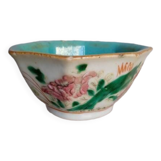 Chinese hexagonal bowl XVIII/XIXth famille rose