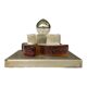 Pair of sculptural wall lights in moulded glass and metal