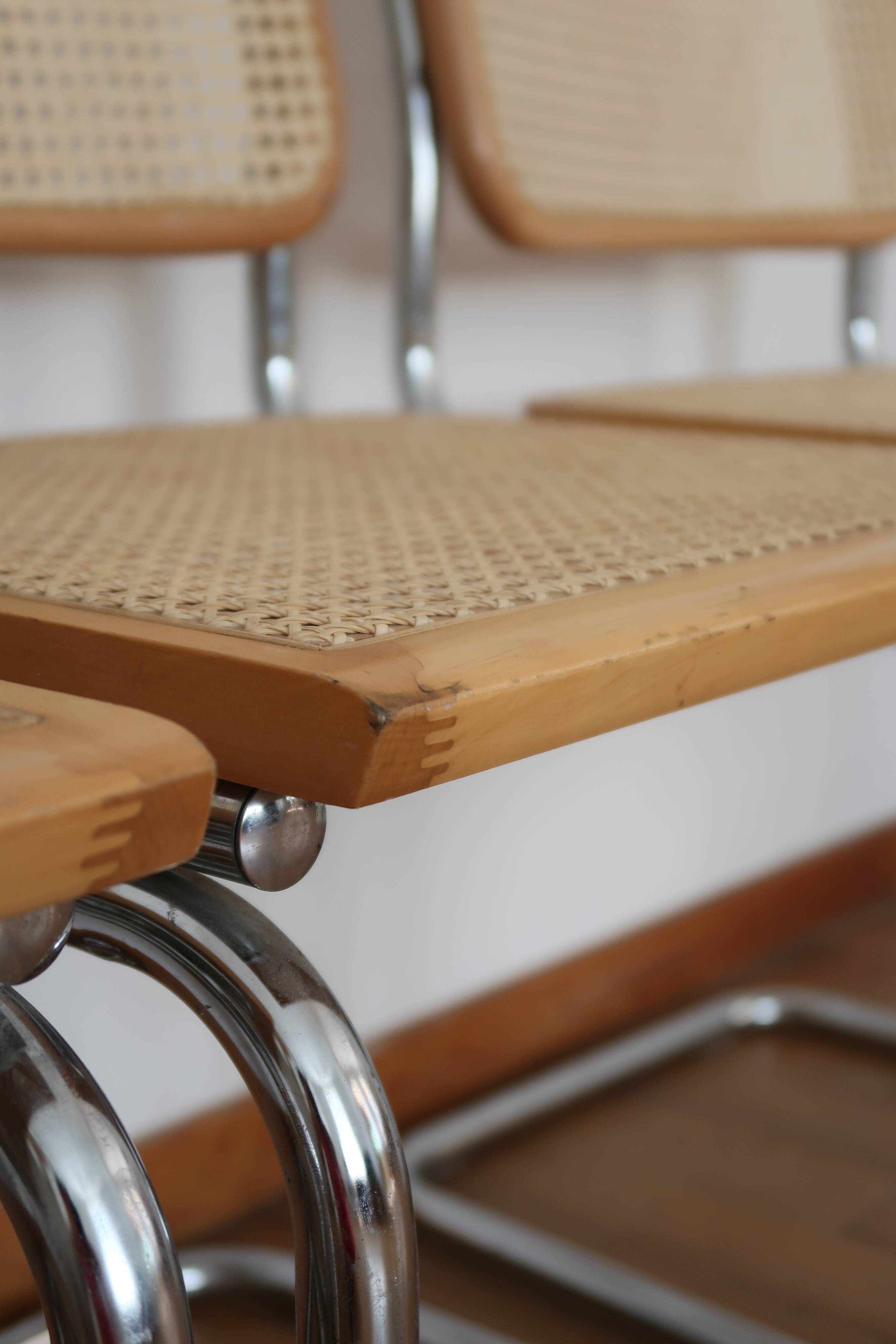 4 chairs cannage and chrome