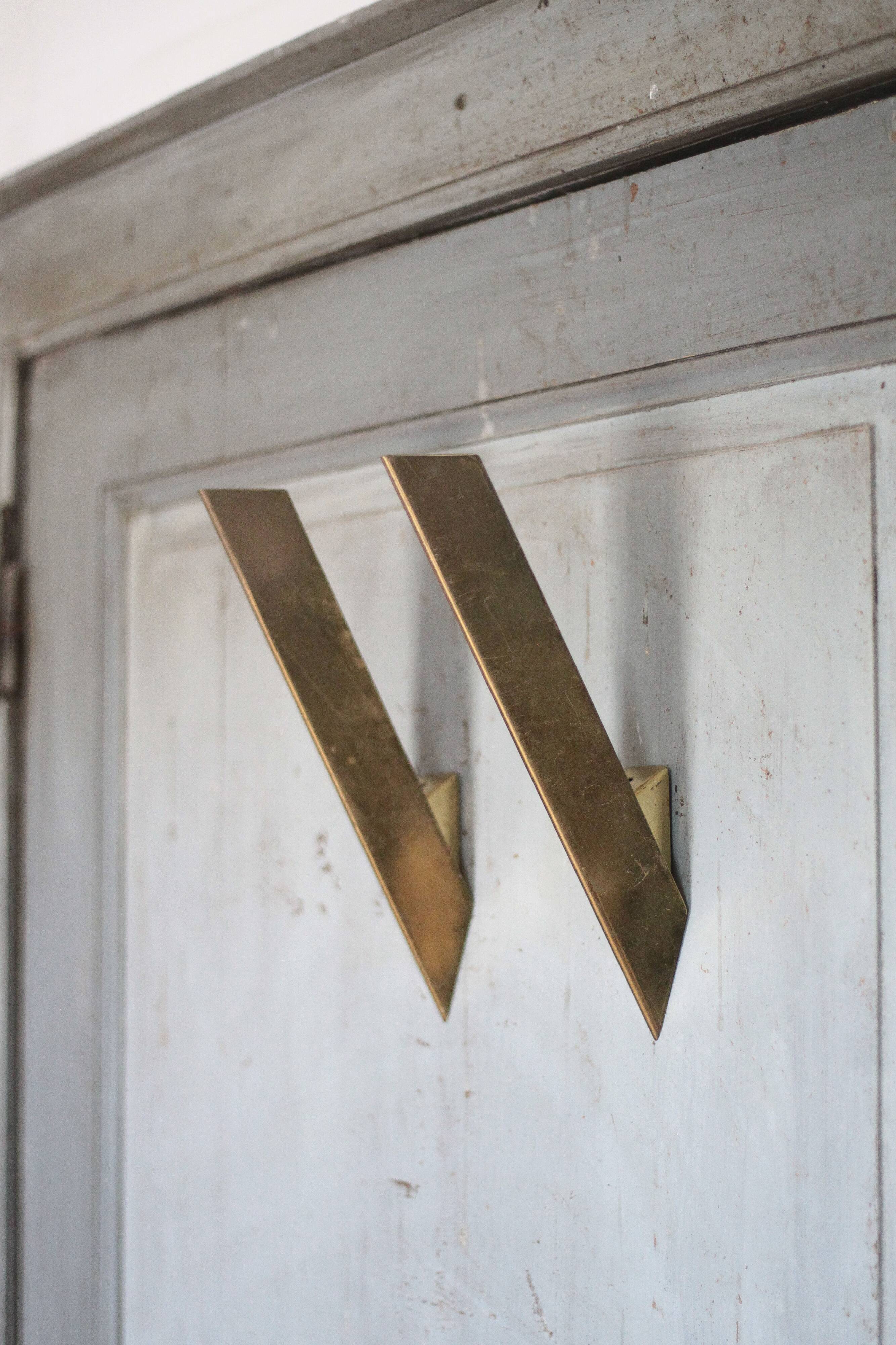 Vintage J.T. Kalmar wall sconces, brass wall lights, modernist.