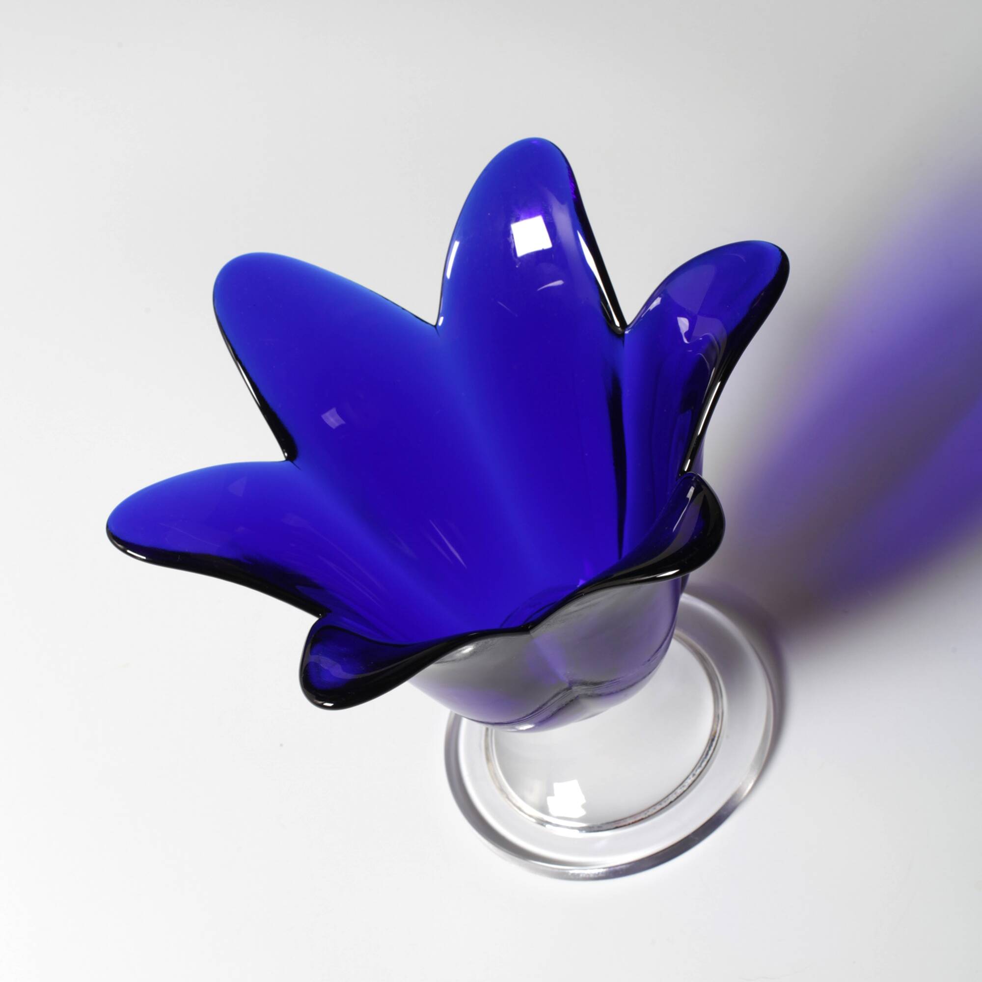 Cobalt Blue Vintage Glass Vase / Mid-century Tulip Flower Vase. Portugal