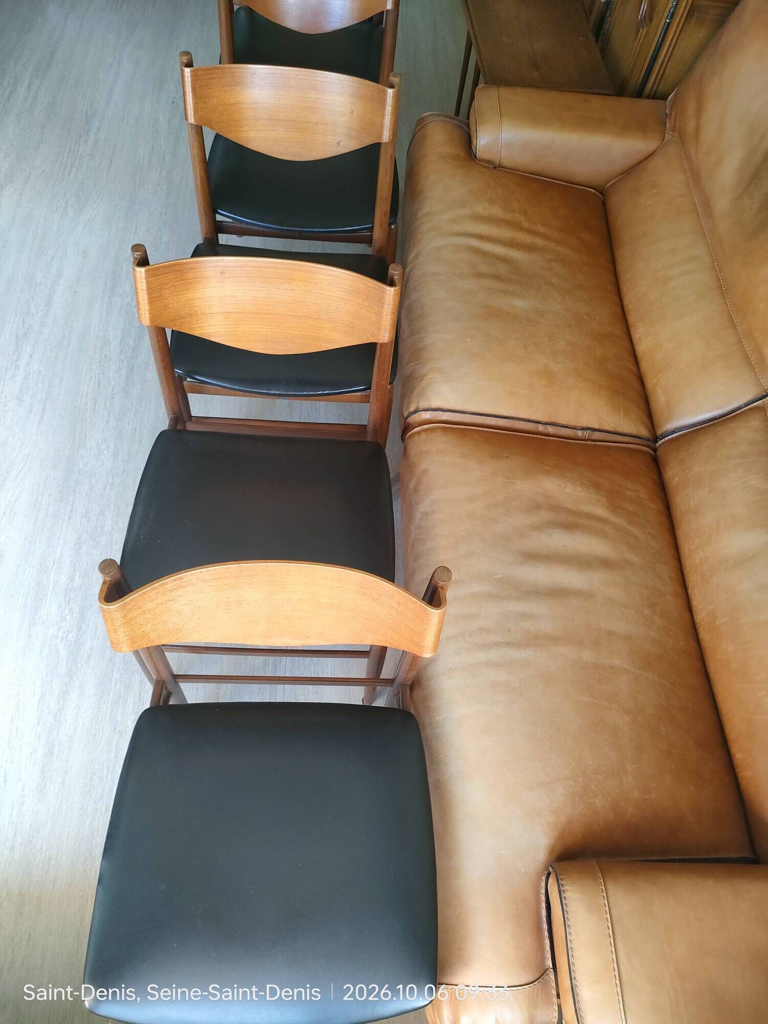 6 teak chairs, 1960s Scandinavian style, signed