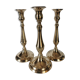 3 Old candle holders in solid golden brass