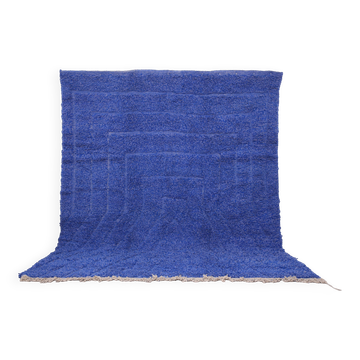 Tapis marocain fait main bleu 255 x 310 cm - Tapis Beni Ourain - Tapis en laine berbère
