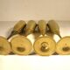 4 flutes, brass champagne glasses