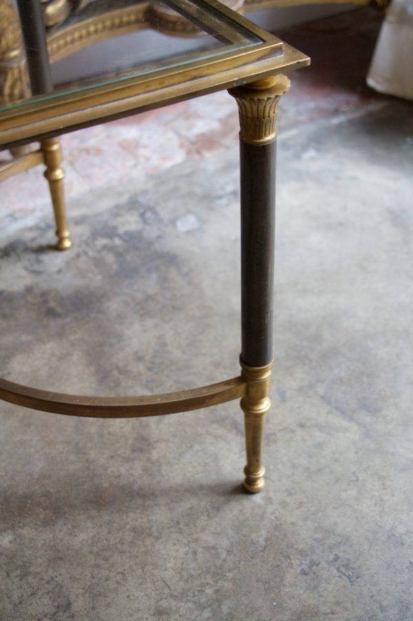 Glass and brass coffee table