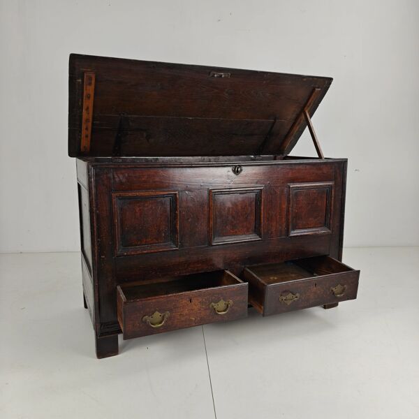 Coffre en chêne géorgien du XVIIIe siècle / coffre / boîte à couvertures antique