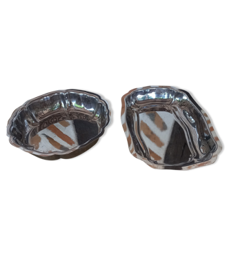 Lot De 2 Plats Ronds En Inox - Vintage Brillant (occasion)