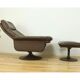 Paire de fauteuils et ottoman DS50 cuir De Sede pied tulipe gainé, rotatifs