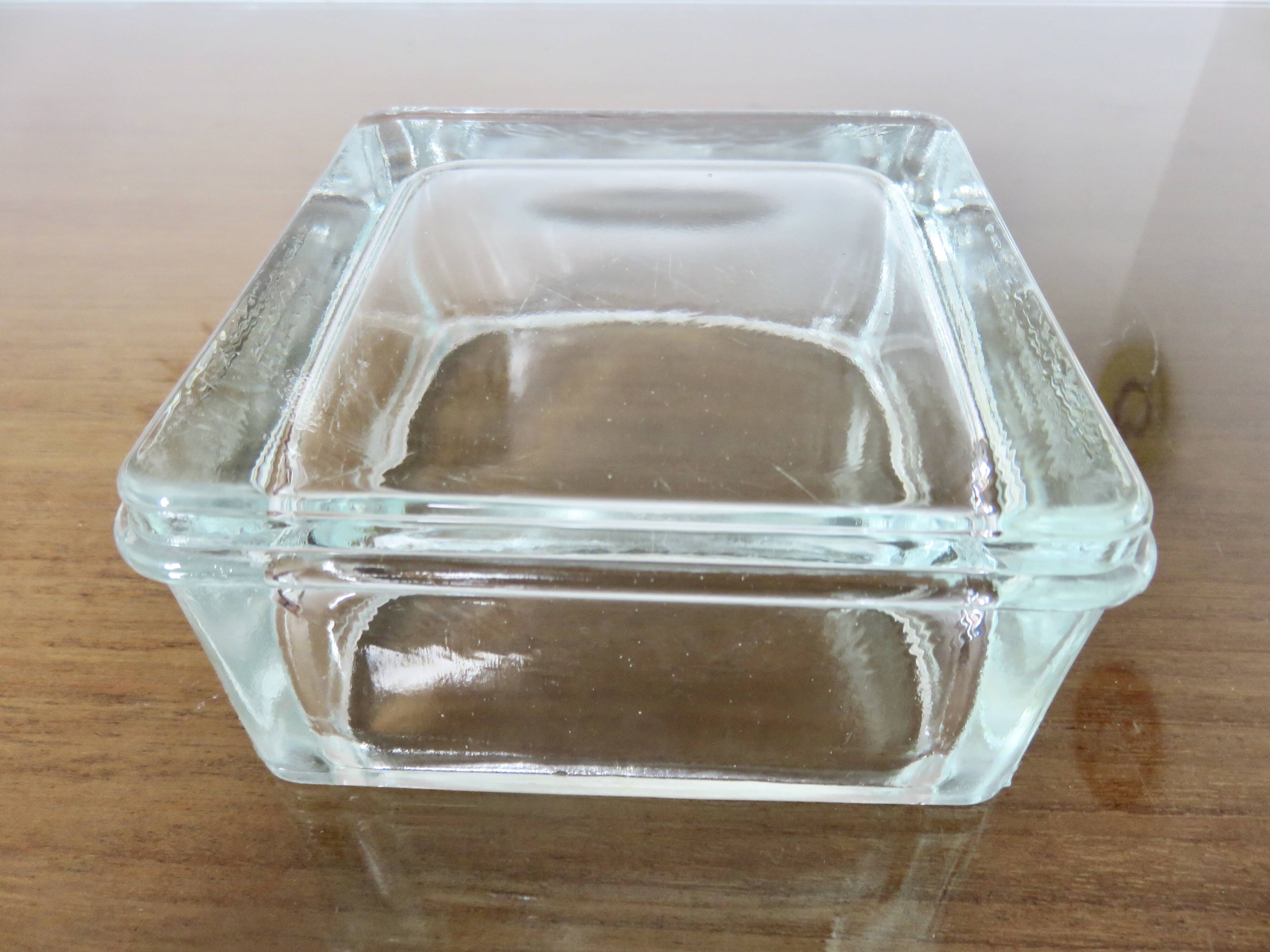 Pavé de verre , cendrier, signé LUMAX, recuit, années 40 50, Le Corbusier