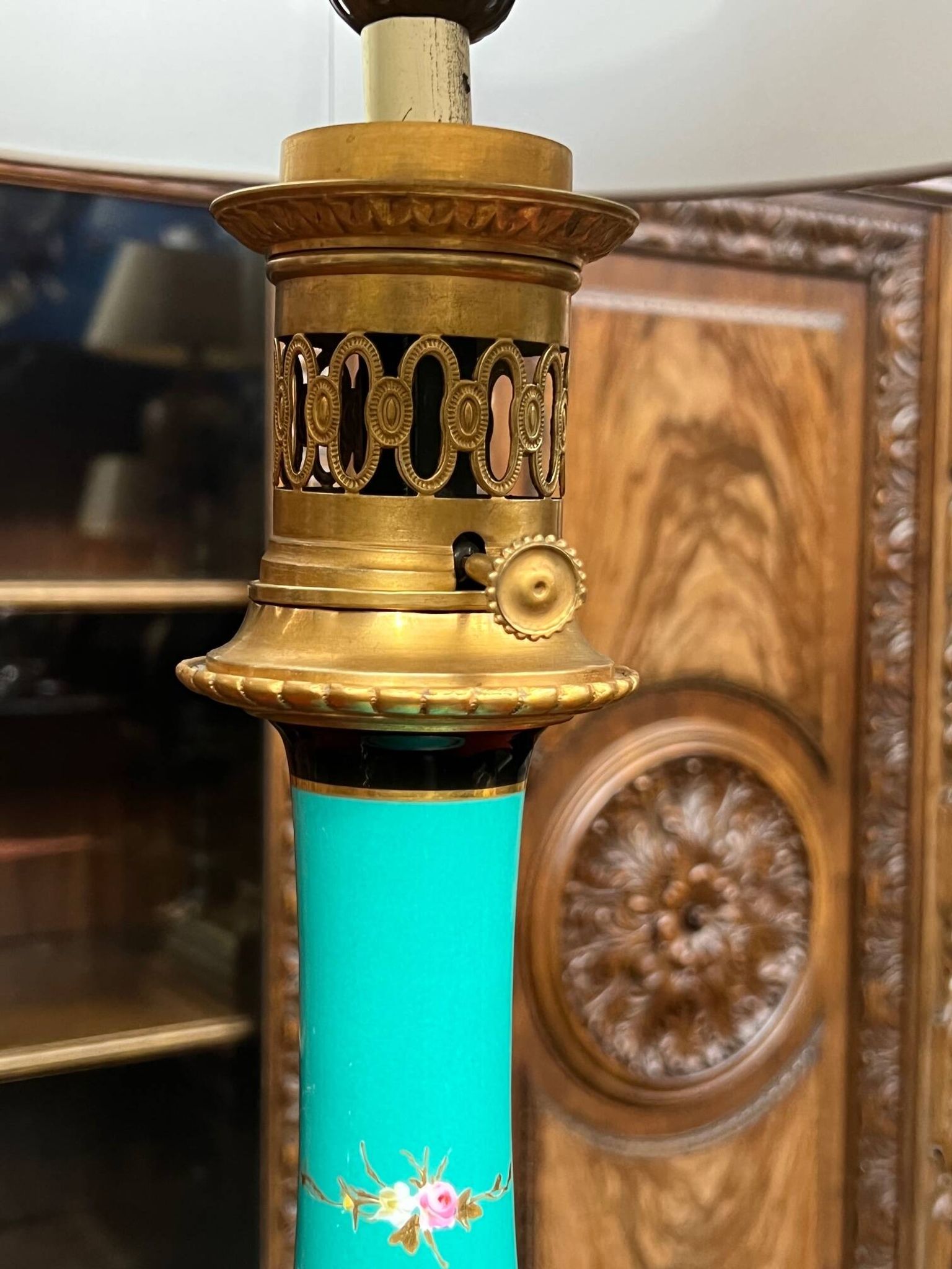 Lamp. Rare turquoise colour. Porcelain, gilded bronze.