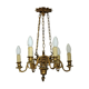 French victorian brass 6 light cherub chandelier with floral decoration