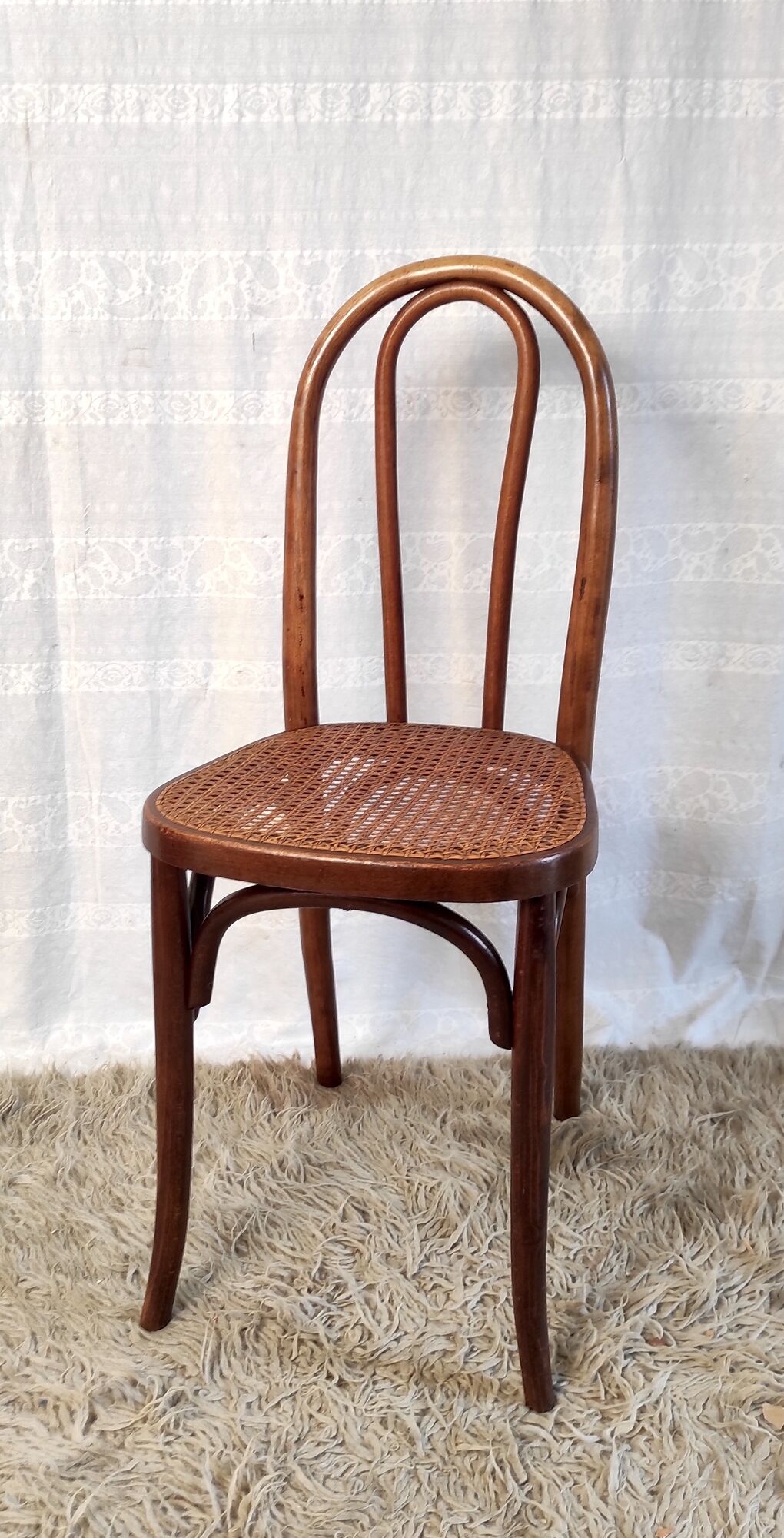 Chaise bistrot en bois courbé et cannage début XXème