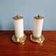 Pair of Mid-century bedside lamps in brass and opaline, 1950.