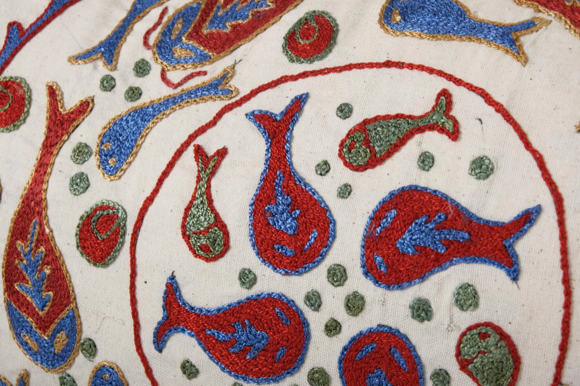 Vintage embroidered cushion cover 46x89 cm