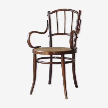 Fauteuil bois-courbé bistrot canné vers 1900