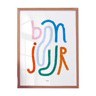 Colorful wall poster Bonjour 30cm*40cm