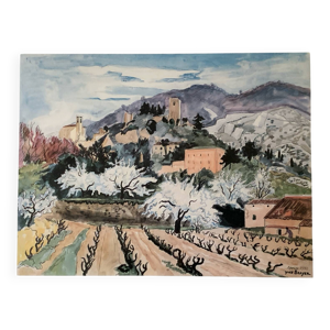 Lithographie ''Oppède - yves