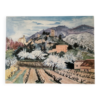 Lithograph "Oppède 1982" - Yves Brayer - Signed