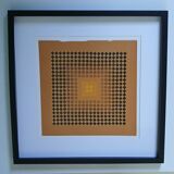 Tableau Vintage Art Optique - Victor Vasarely CTA-102 Frame 40x40cm