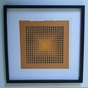 Tableau Vintage Art Optique - Victor Vasarely CTA-102 Cadre 40x40cm