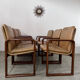 Lot 6 chairs armrests vintage 70s Scandinavian design leather and wood