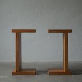Pair of Scandinavian Modern, Brutalist Night Stands in Solid Pine, 1970s