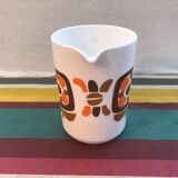 Old pitcher service - 5 mobil opaline white cups - vintage 70s drawing